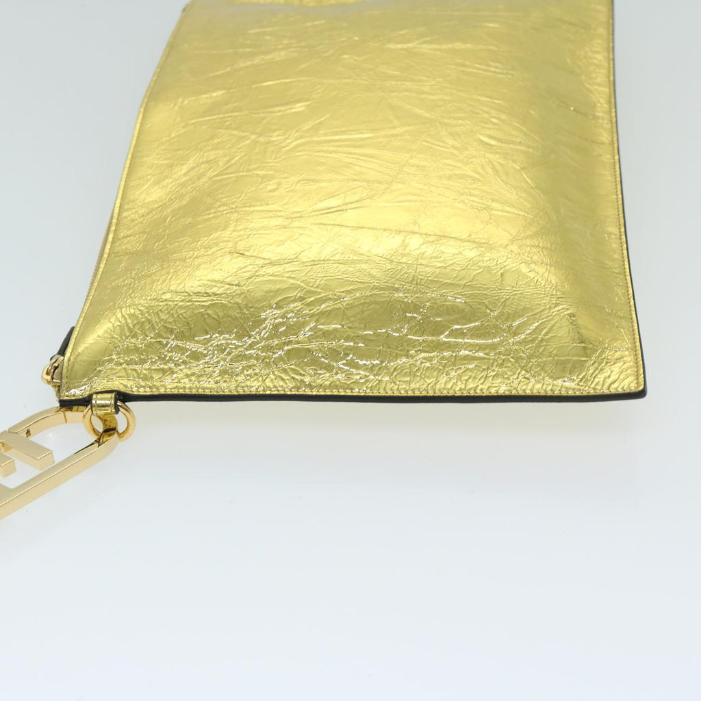 FENDI Clutch Bag Leather Gold Tone 8N017869145A