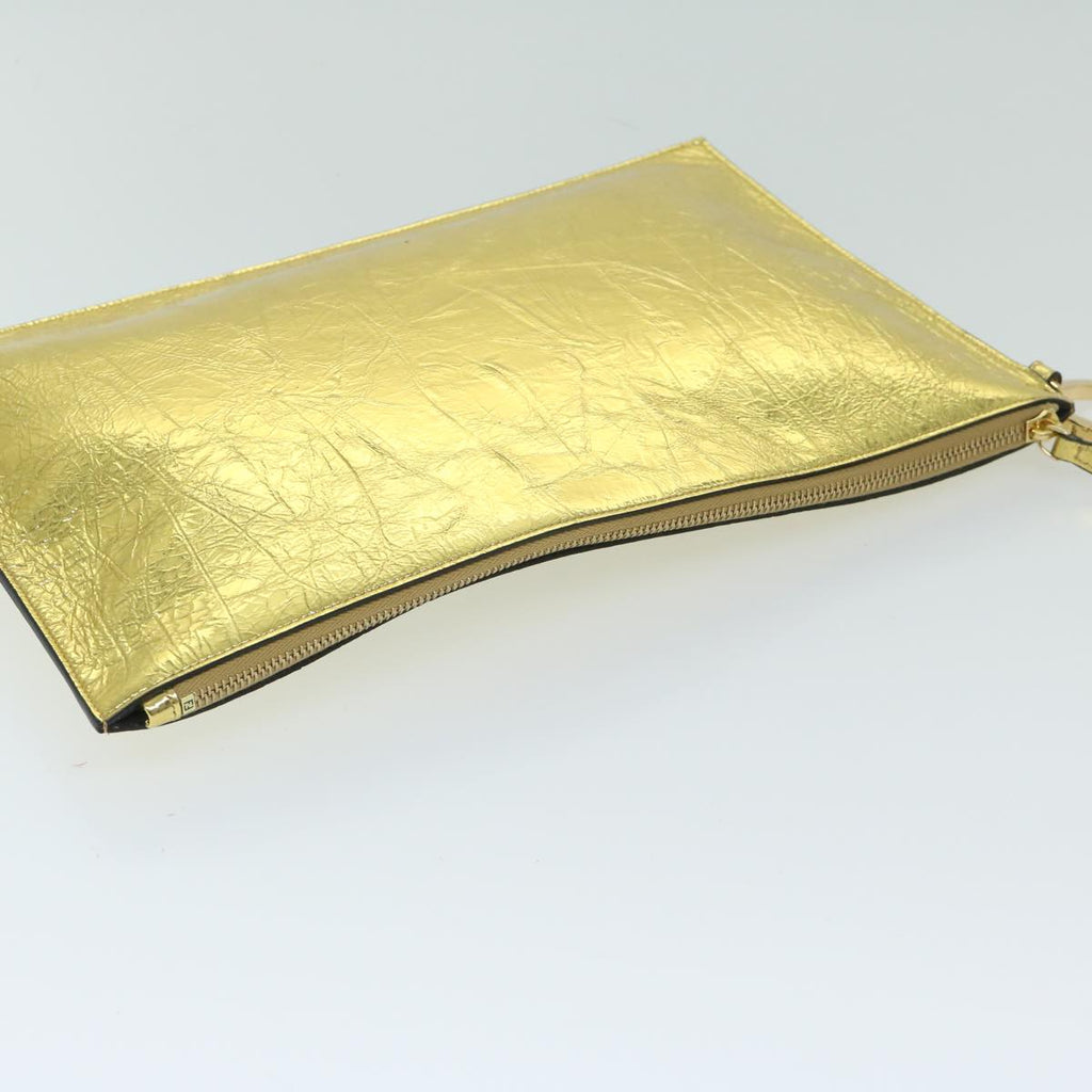 FENDI Clutch Bag Leather Gold Tone 8N017869145A