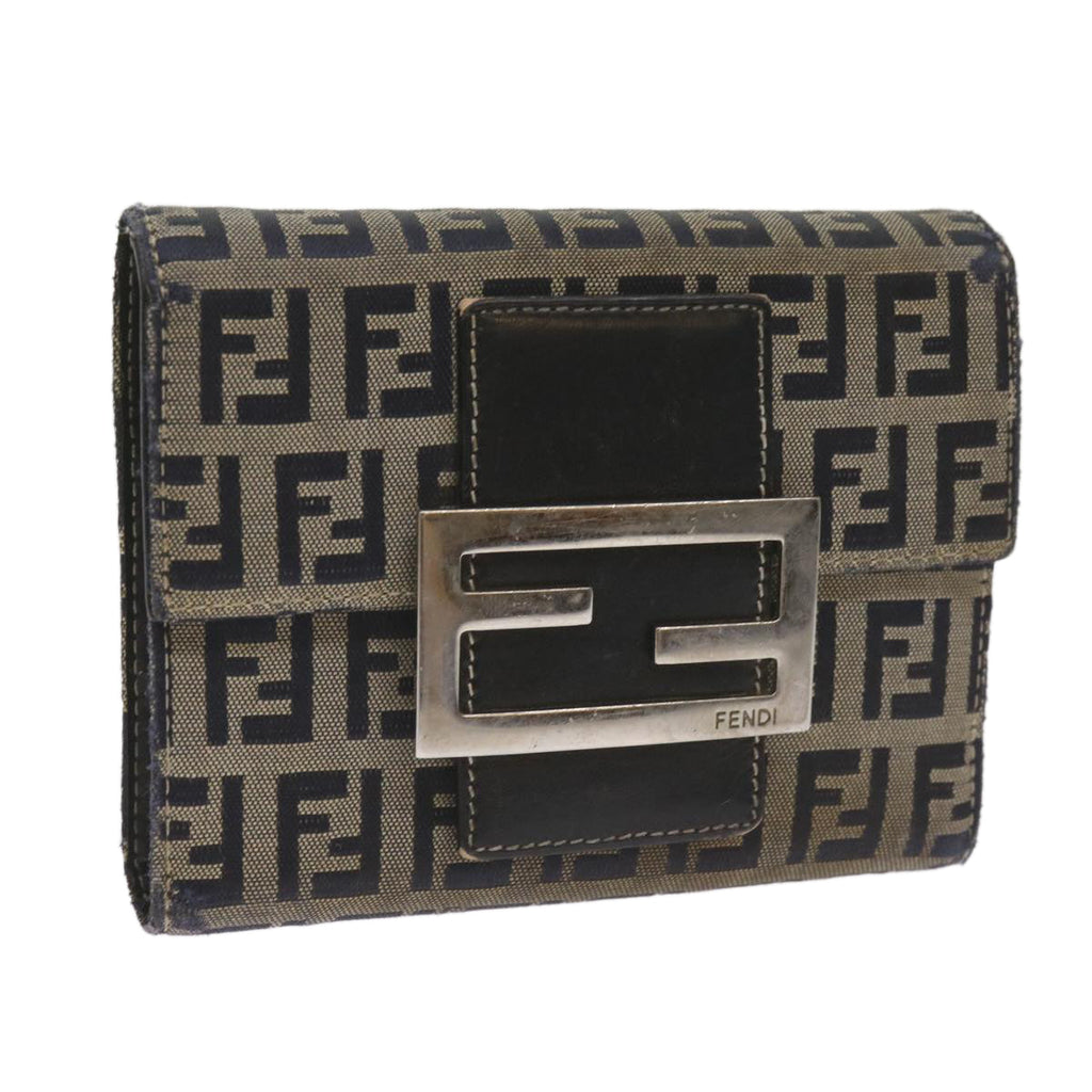 FENDI Zucchino Canvas Wallet Navy69148