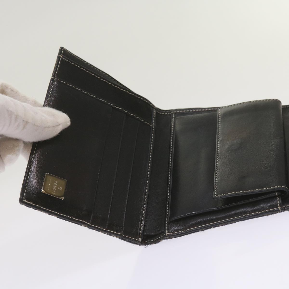FENDI Zucchino Canvas Wallet Navy69148