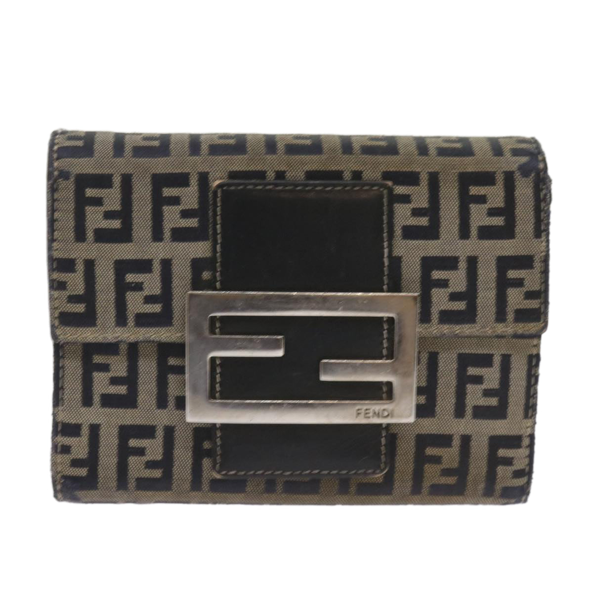 FENDI Zucchino Canvas Wallet Navy69148