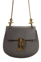 Chloe Womens Taupe Brown Leather Drew Chain Small Crossbody Bag Handbag