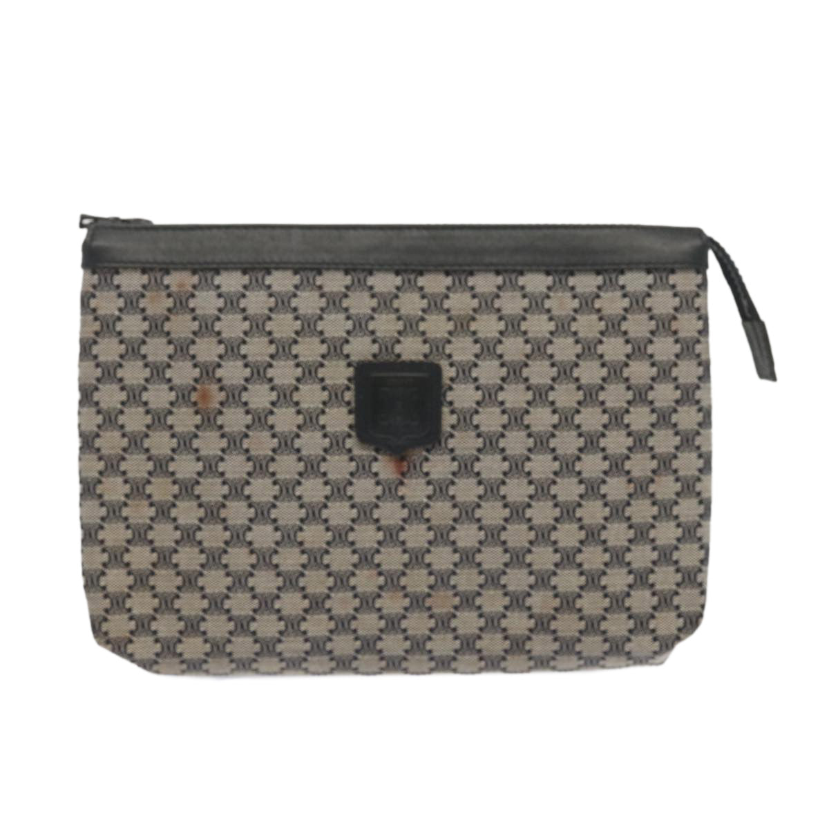 CELINE Macadam Canvas Clutch Bag Navy Auth 69236