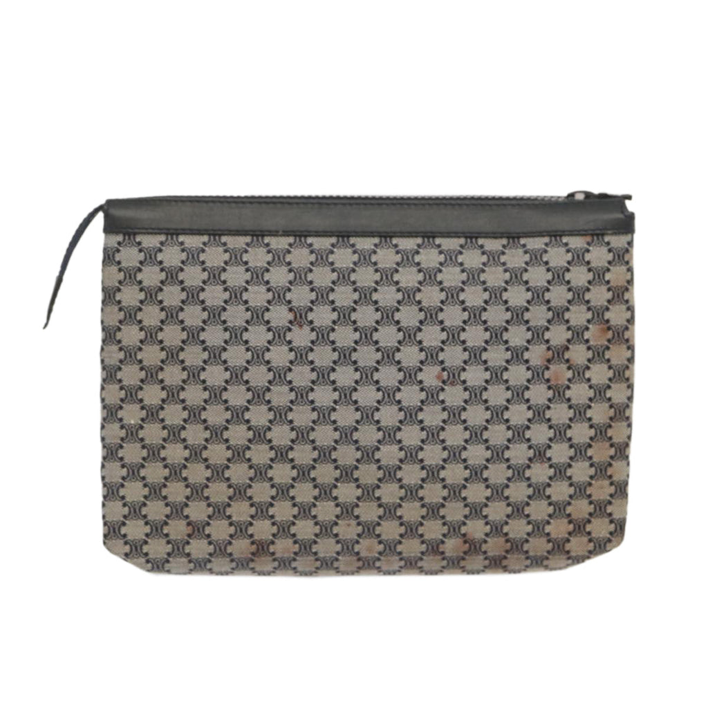 CELINE Macadam Canvas Clutch Bag Navy Auth 69236