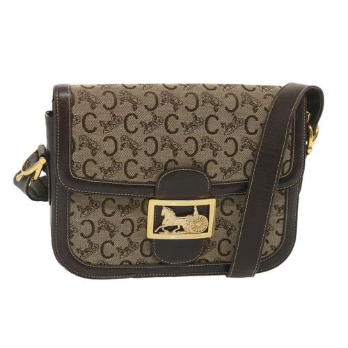 CELINE C Macadam Canvas Shoulder Bag Beige  69250