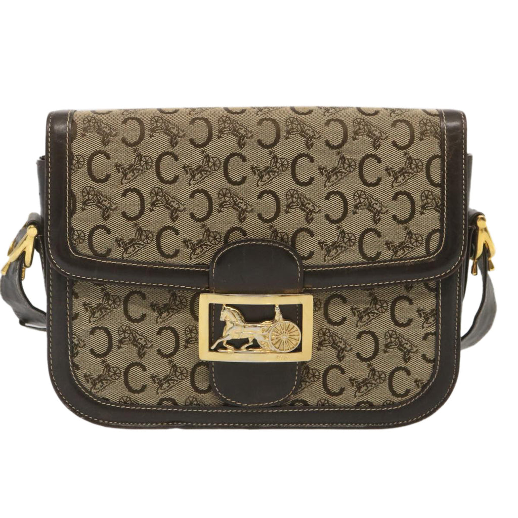 CELINE C Macadam Canvas Shoulder Bag Beige  69250