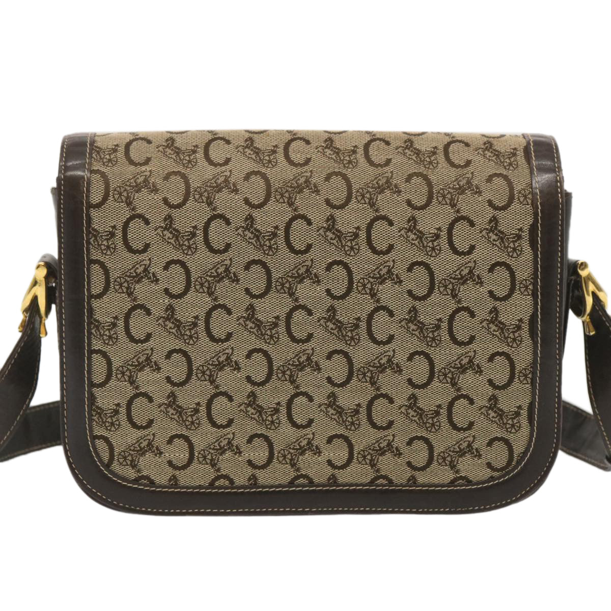 CELINE C Macadam Canvas Shoulder Bag Beige  69250