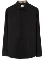Burberry Embroidered EKD Stretch Cotton Long Sleeve Shirt Black