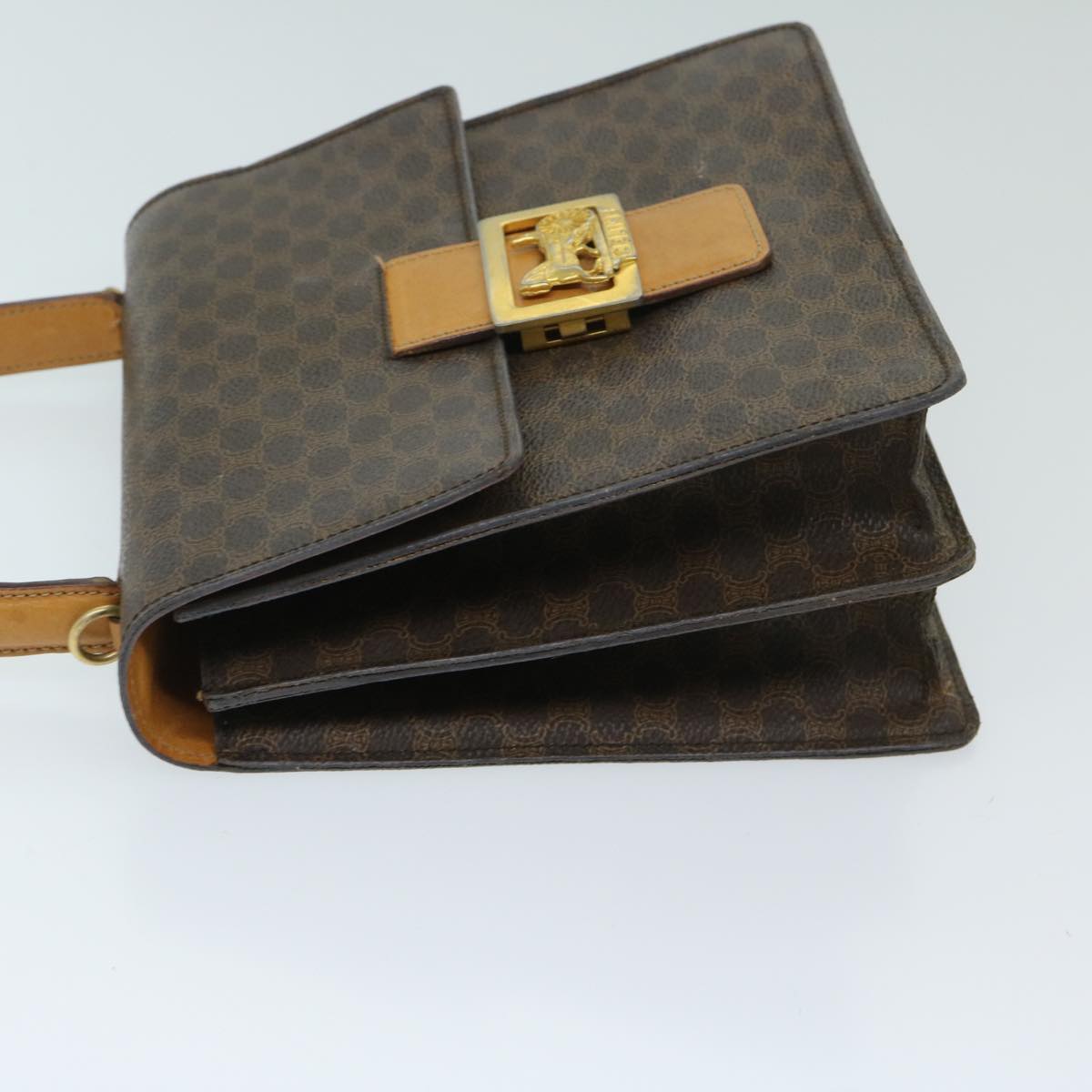 CELINE Macadam Canvas Hand Bag PVC Brown Auth 69272