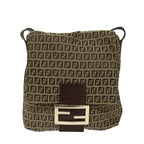 FENDI Zucchino Canvas Mammaget Shoulder Bag Beige69329