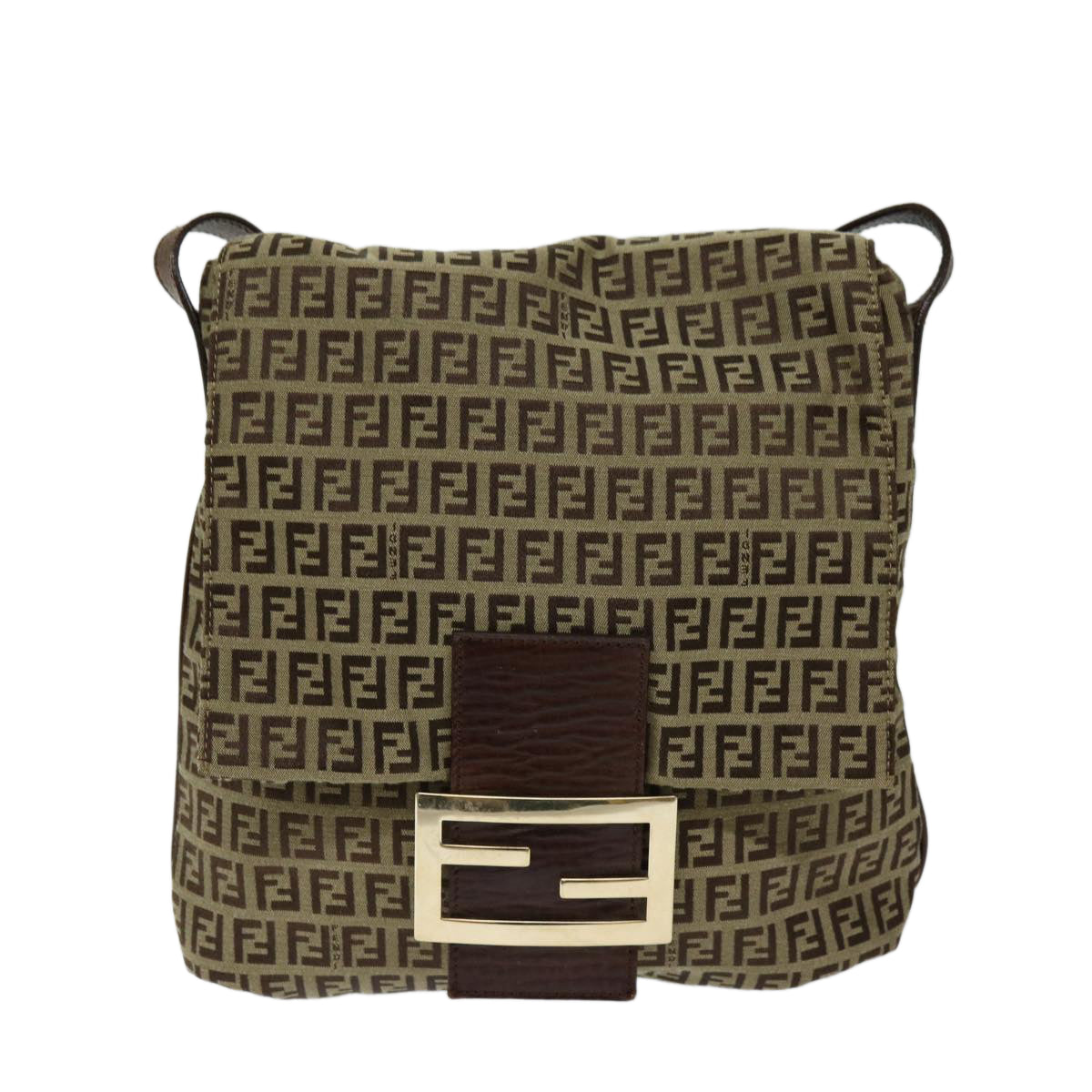 FENDI Zucchino Canvas Mammaget Shoulder Bag Beige69329