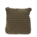 FENDI Zucchino Canvas Mammaget Shoulder Bag Beige69329