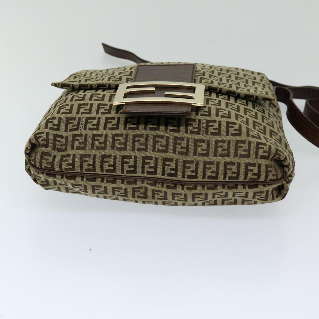 FENDI Zucchino Canvas Mammaget Shoulder Bag Beige69329