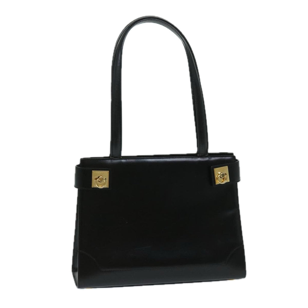 CELINE Hand Bag Leather Black  69373