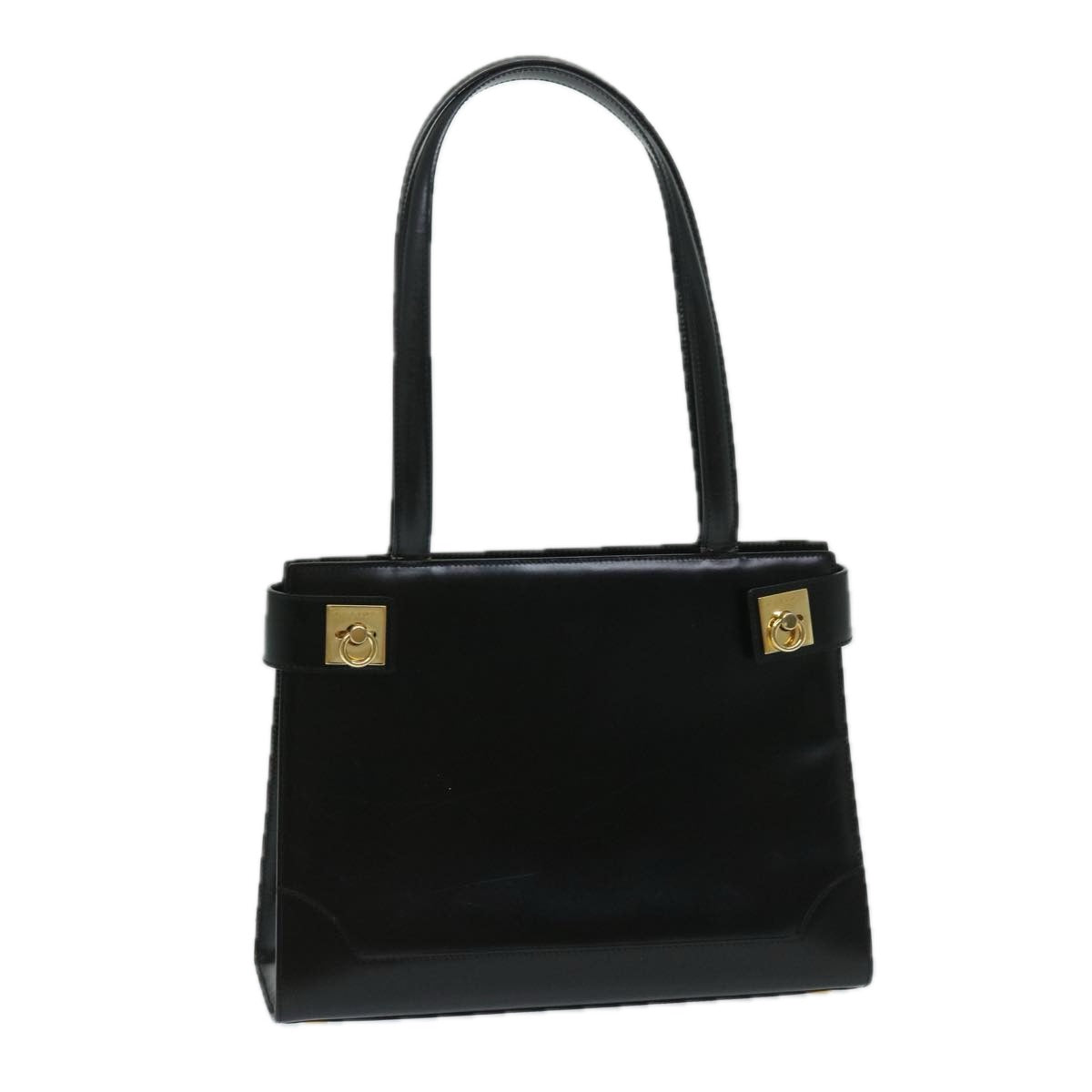 CELINE Hand Bag Leather Black  69373
