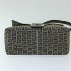 FENDI Zucchino Canvas Mamma Baguette Shoulder Bag Navy69434