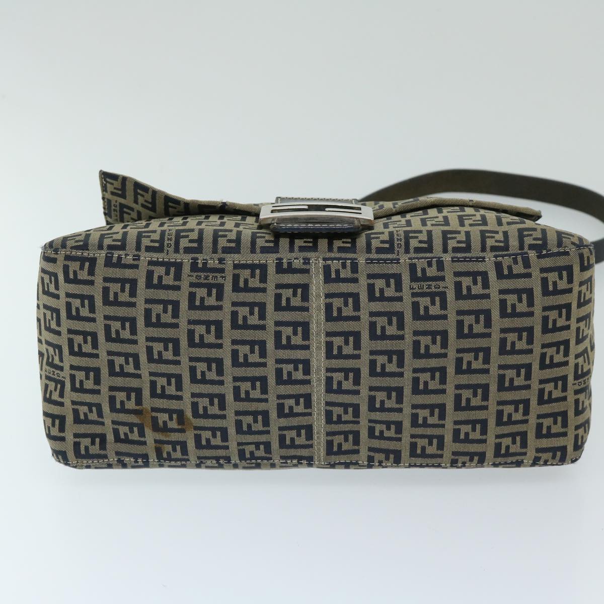 FENDI Zucchino Canvas Mamma Baguette Shoulder Bag Navy69434