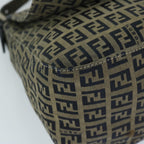 FENDI Zucchino Canvas Mamma Baguette Shoulder Bag Navy69434