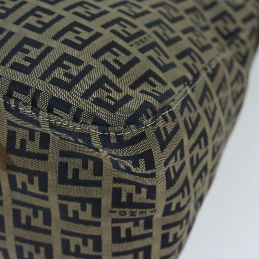 FENDI Zucchino Canvas Mamma Baguette Shoulder Bag Navy69434