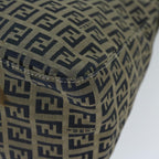 FENDI Zucchino Canvas Mamma Baguette Shoulder Bag Navy69434