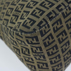 FENDI Zucchino Canvas Mamma Baguette Shoulder Bag Navy69434
