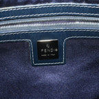 FENDI Zucchino Canvas Mamma Baguette Shoulder Bag Navy69434