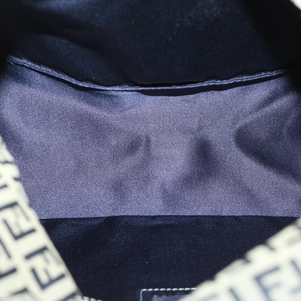 FENDI Zucchino Canvas Mamma Baguette Shoulder Bag Navy69434