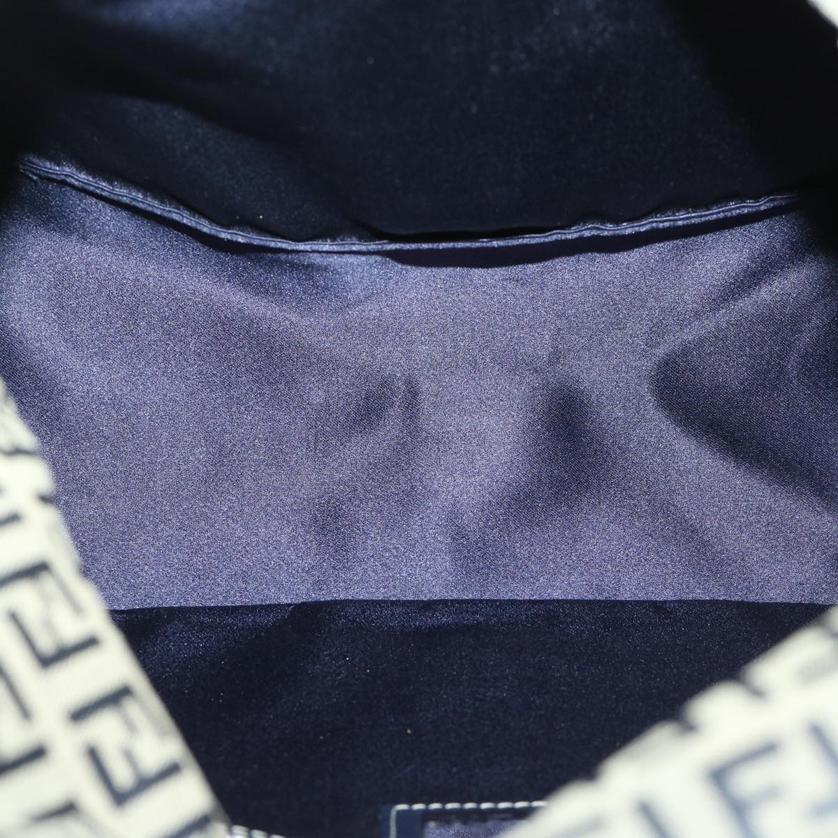 FENDI Zucchino Canvas Mamma Baguette Shoulder Bag Navy69434