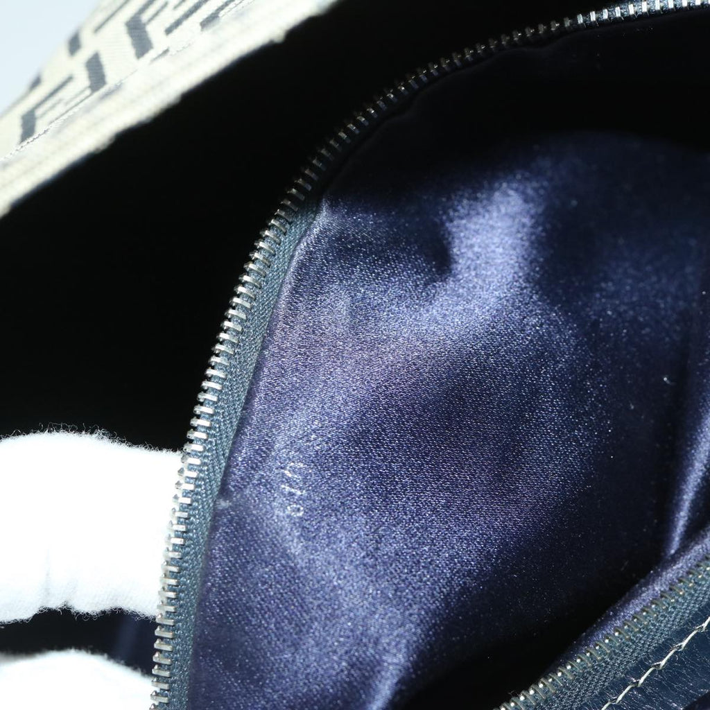 FENDI Zucchino Canvas Mamma Baguette Shoulder Bag Navy69434