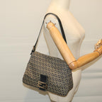 FENDI Zucchino Canvas Mamma Baguette Shoulder Bag Navy69434