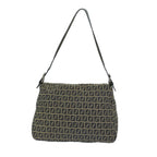FENDI Zucchino Canvas Mamma Baguette Shoulder Bag Navy69434