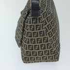 FENDI Zucchino Canvas Mamma Baguette Shoulder Bag Navy69434