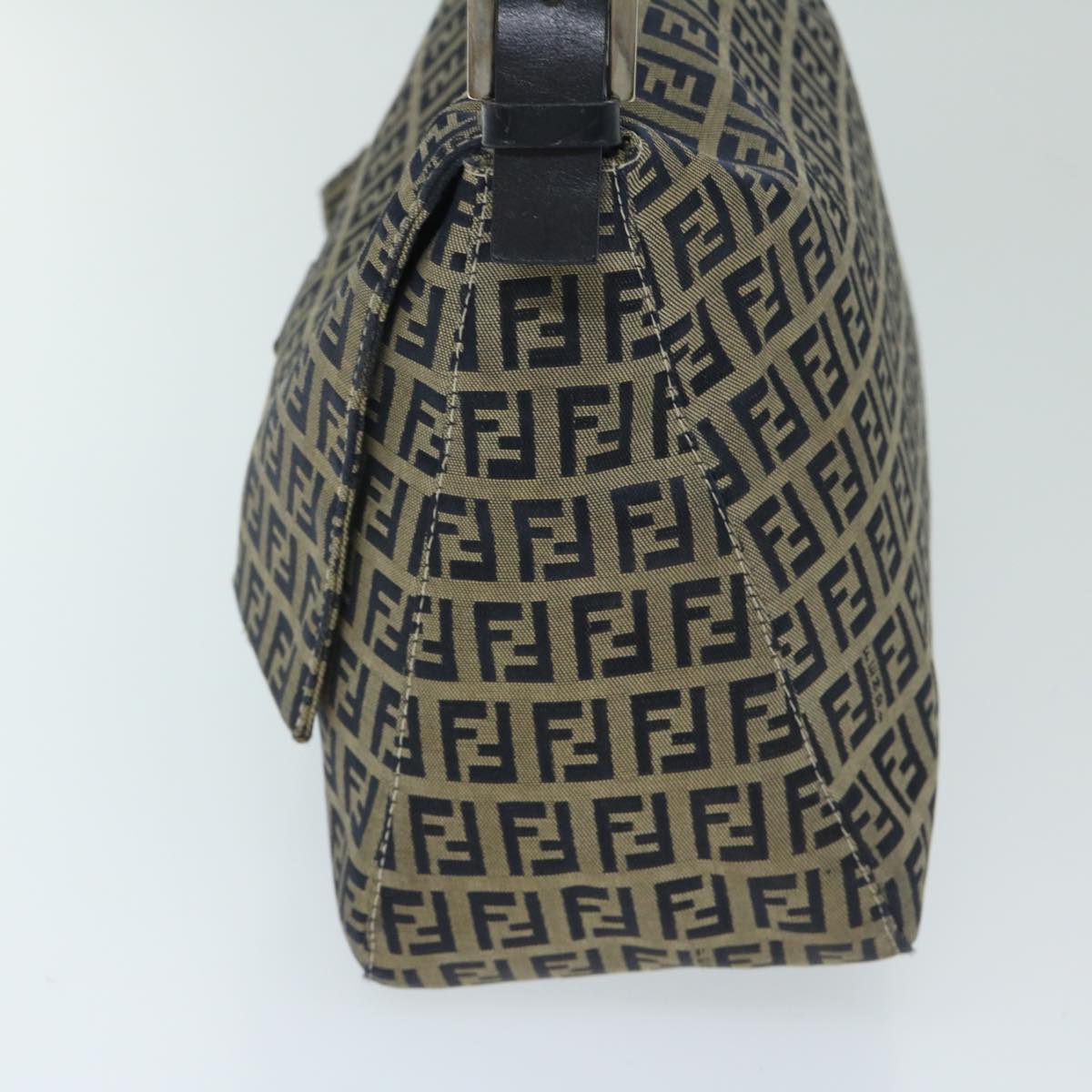 FENDI Zucchino Canvas Mamma Baguette Shoulder Bag Navy69434