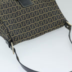 FENDI Zucchino Canvas Mamma Baguette Shoulder Bag Navy69434