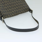 FENDI Zucchino Canvas Mamma Baguette Shoulder Bag Navy69434