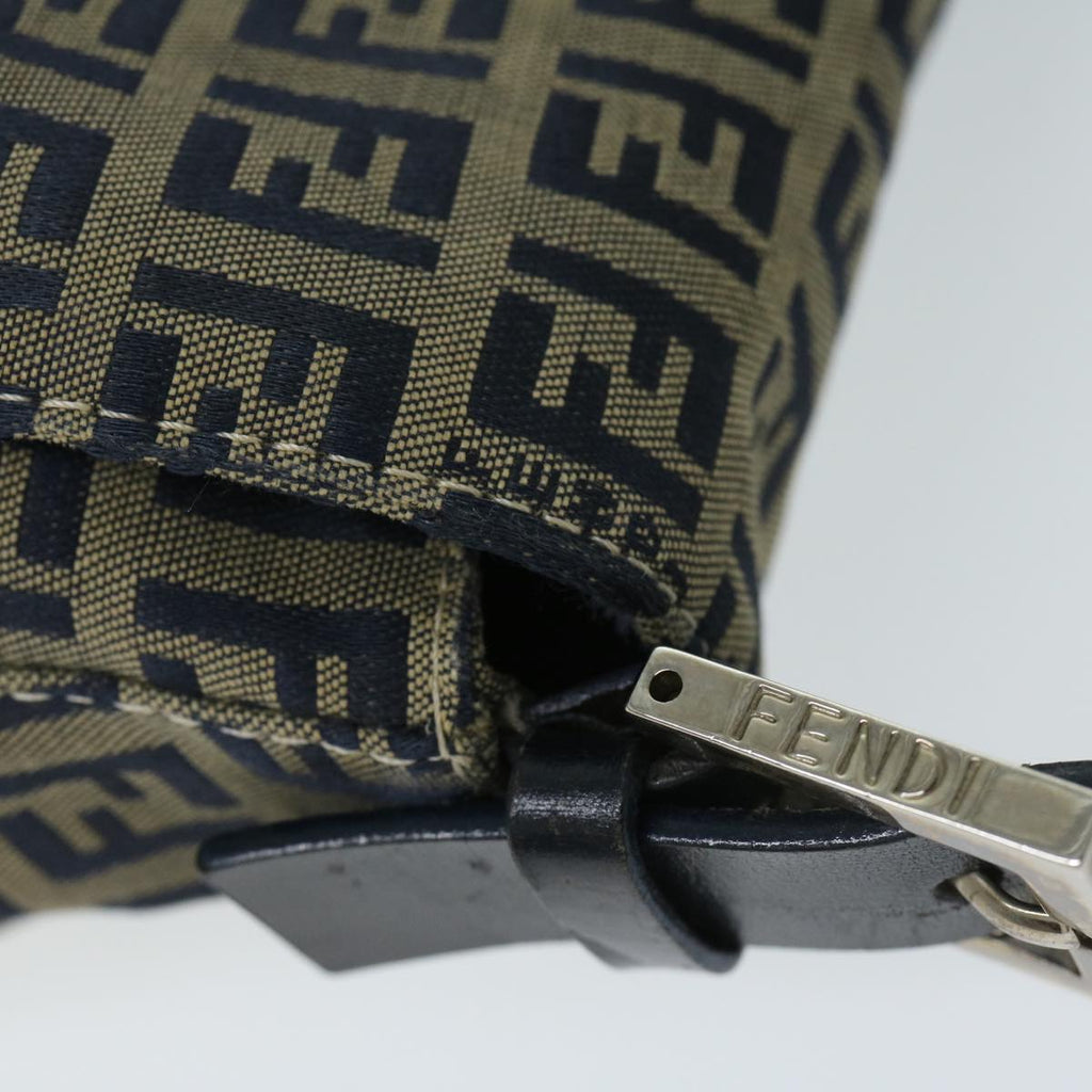 FENDI Zucchino Canvas Mamma Baguette Shoulder Bag Navy69434
