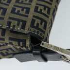 FENDI Zucchino Canvas Mamma Baguette Shoulder Bag Navy69434