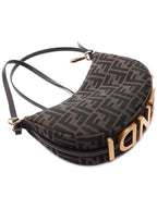 Fendi FF Jacquard Fabric Mini Cross Bag Brown