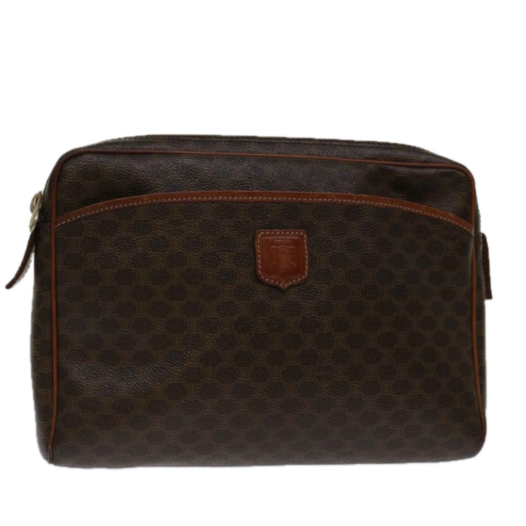 CELINE Macadam Canvas Clutch Bag PVC Brown Auth 69515