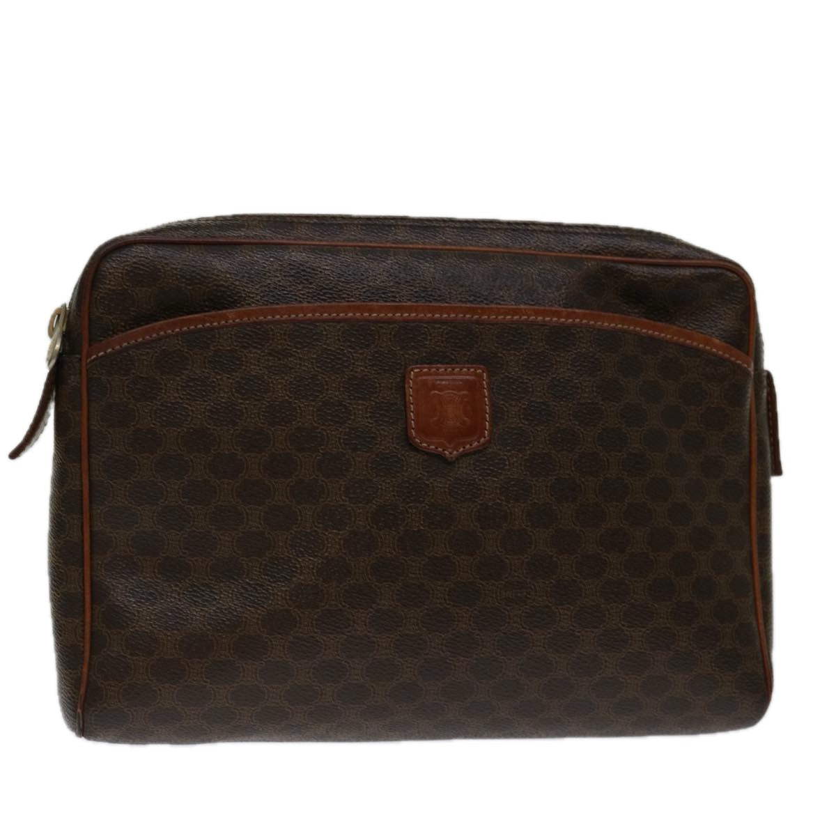 CELINE Macadam Canvas Clutch Bag PVC Brown Auth 69515