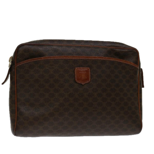 CELINE Macadam Canvas Clutch Bag PVC Brown Auth 69515