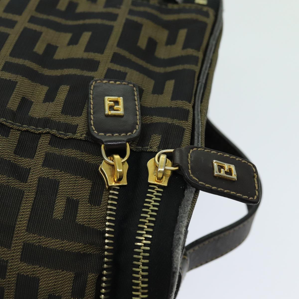 FENDI Zucca Canvas Vanity Pouch Brown Black69528