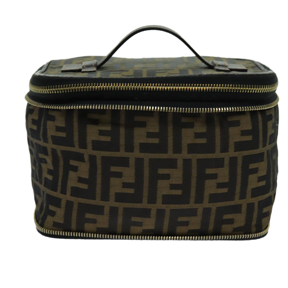 FENDI Zucca Canvas Vanity Pouch Brown Black69528