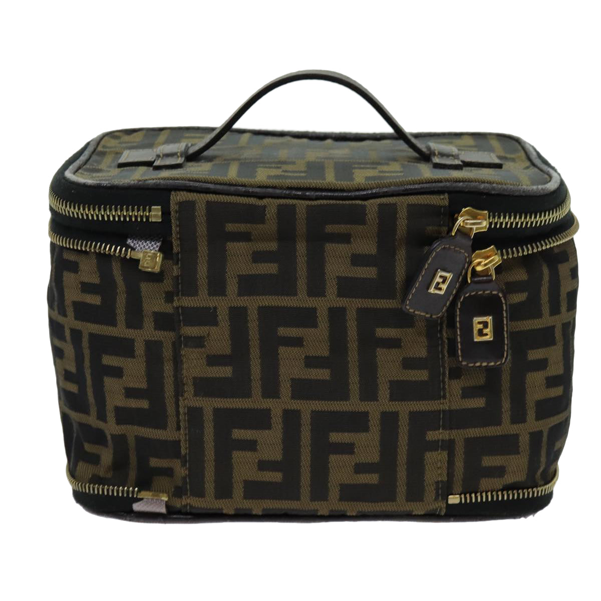 FENDI Zucca Canvas Vanity Pouch Brown Black69528