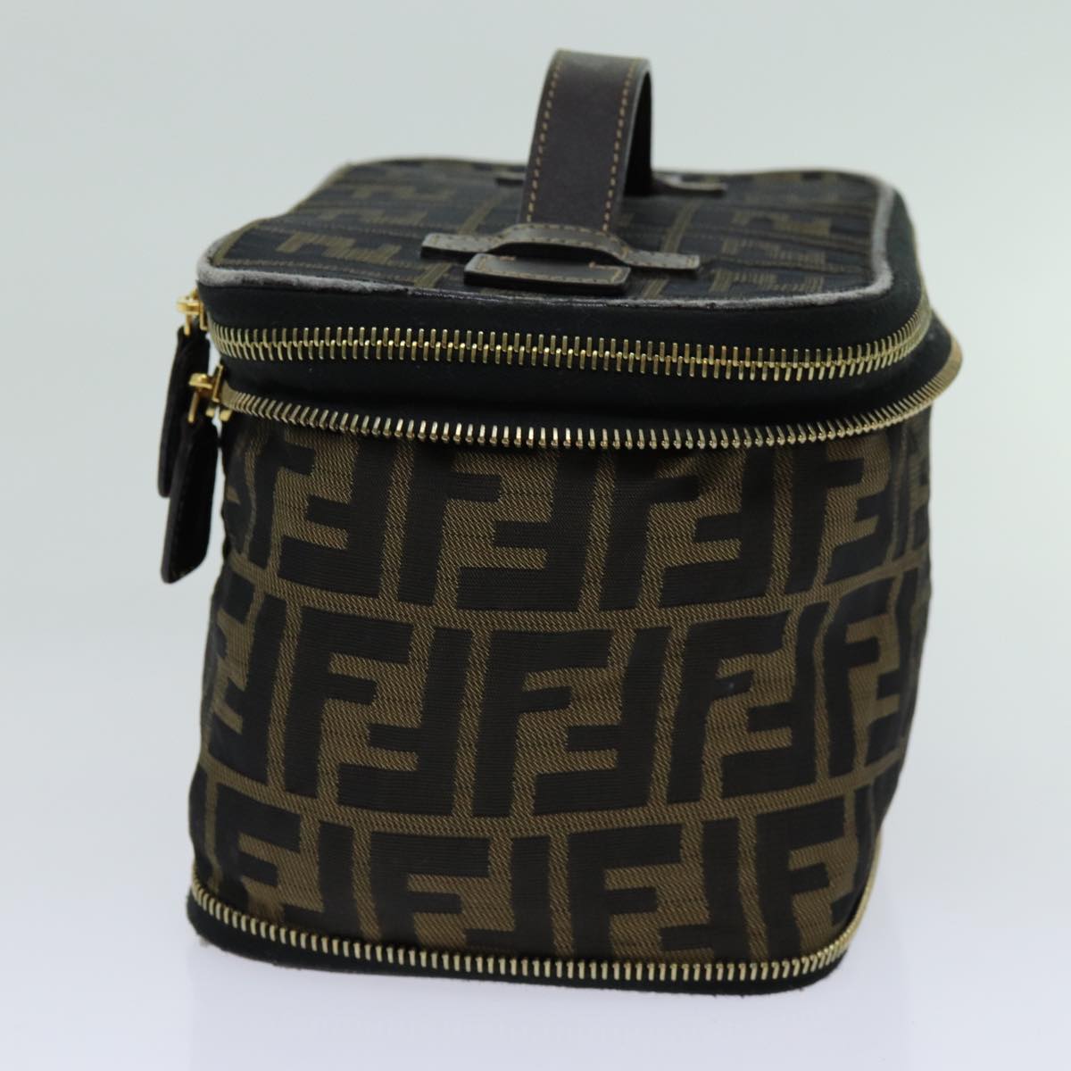 FENDI Zucca Canvas Vanity Pouch Brown Black69528