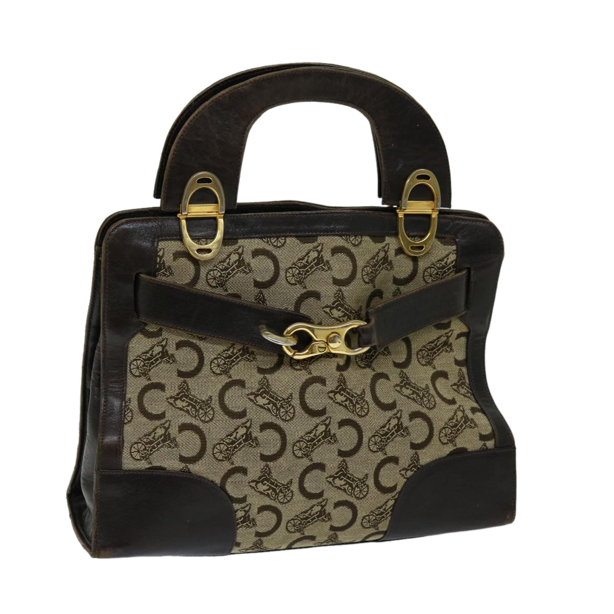 CELINE C Macadam Canvas Hand Bag Beige  69570