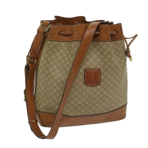 CELINE Macadam Canvas Shoulder Bag Beige  69628