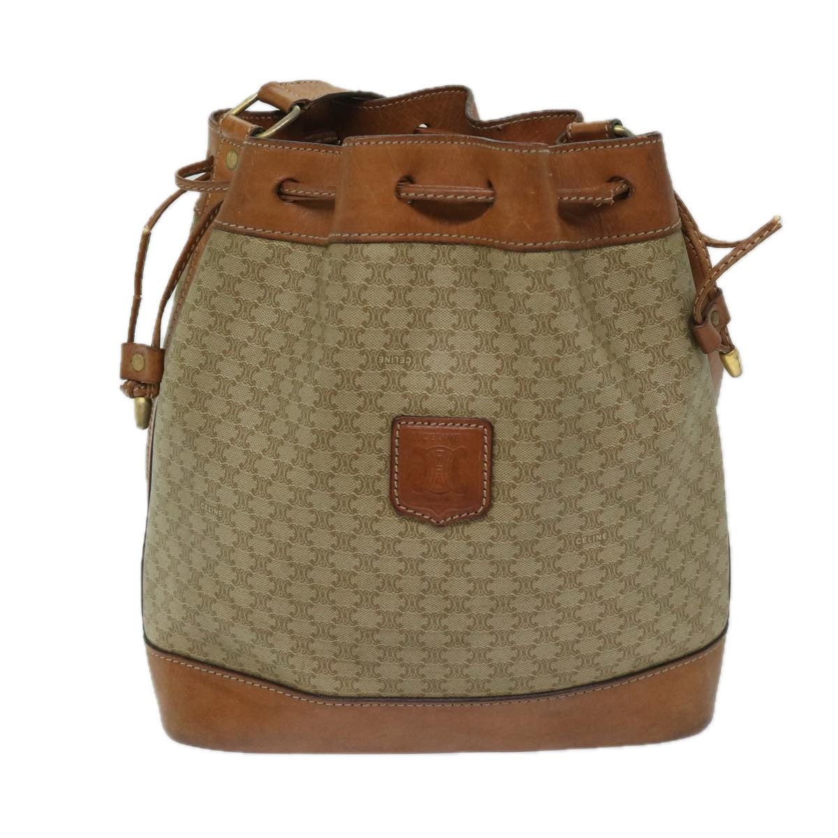 CELINE Macadam Canvas Shoulder Bag Beige  69628