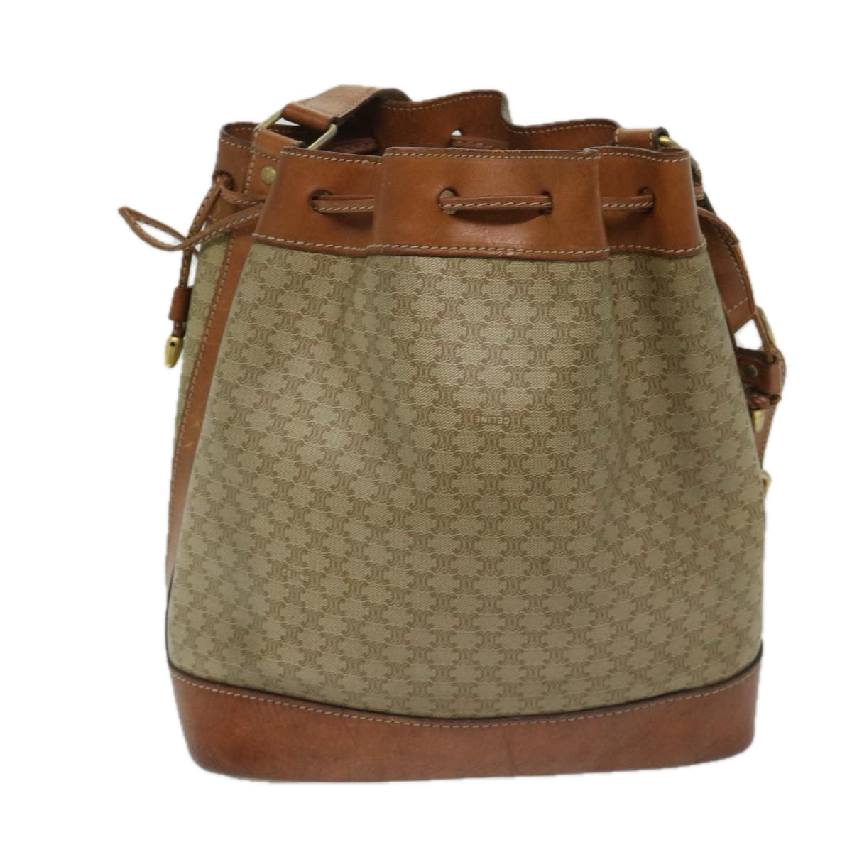 CELINE Macadam Canvas Shoulder Bag Beige  69628