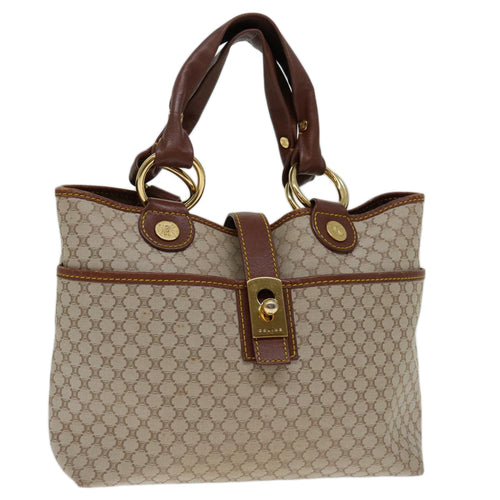 CELINE Macadam Canvas Hand Bag Beige  69629